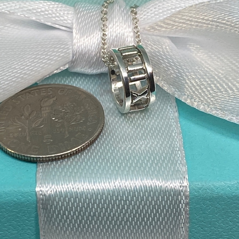 Tiffany & Co Atlas Circle Necklace Sterling Silver 925 16” Retired w/ Box nice - Picture 5 of 9